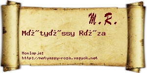 Mátyássy Róza névjegykártya
